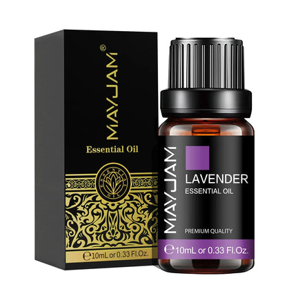 MAYJAM 10ML Lavender Lemongrass Jasmine Vanilla Eucalyptus Rose Lemon Essential Oil for Humidifier Diffuser Candle Making