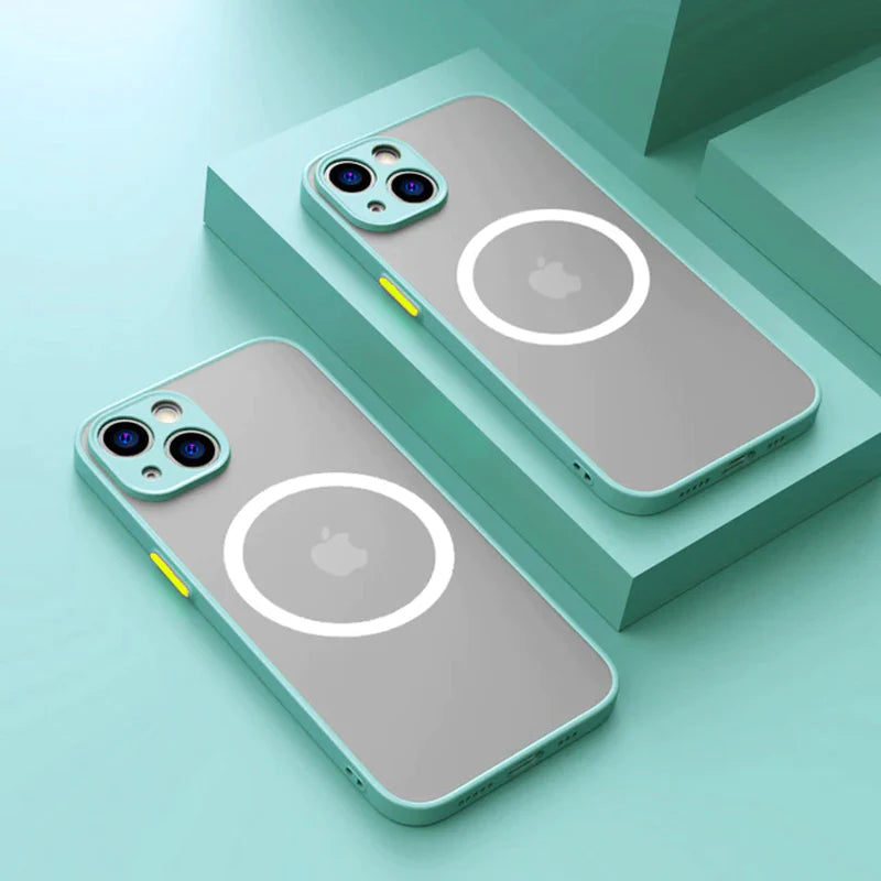 Luxury Matte Magnetic for Magsafe Wireless Charge Case for Iphone 14 13 11 12 Pro Max Mini plus XS Max XR X Armor Cover Funda