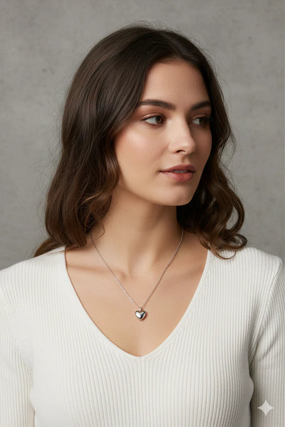 Stainless Steel Silver Heart Necklace for Women