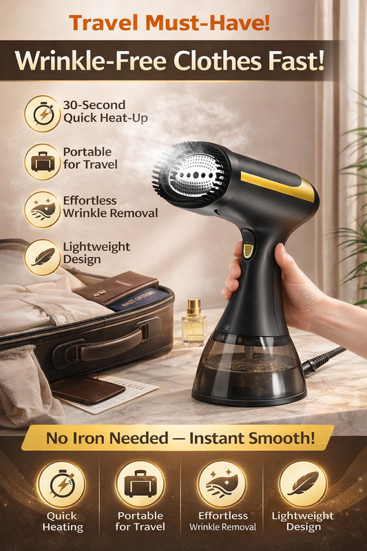 Portable Garment Steamer - Quick Heating Handheld Iron for Wrinkle-Free Clothes