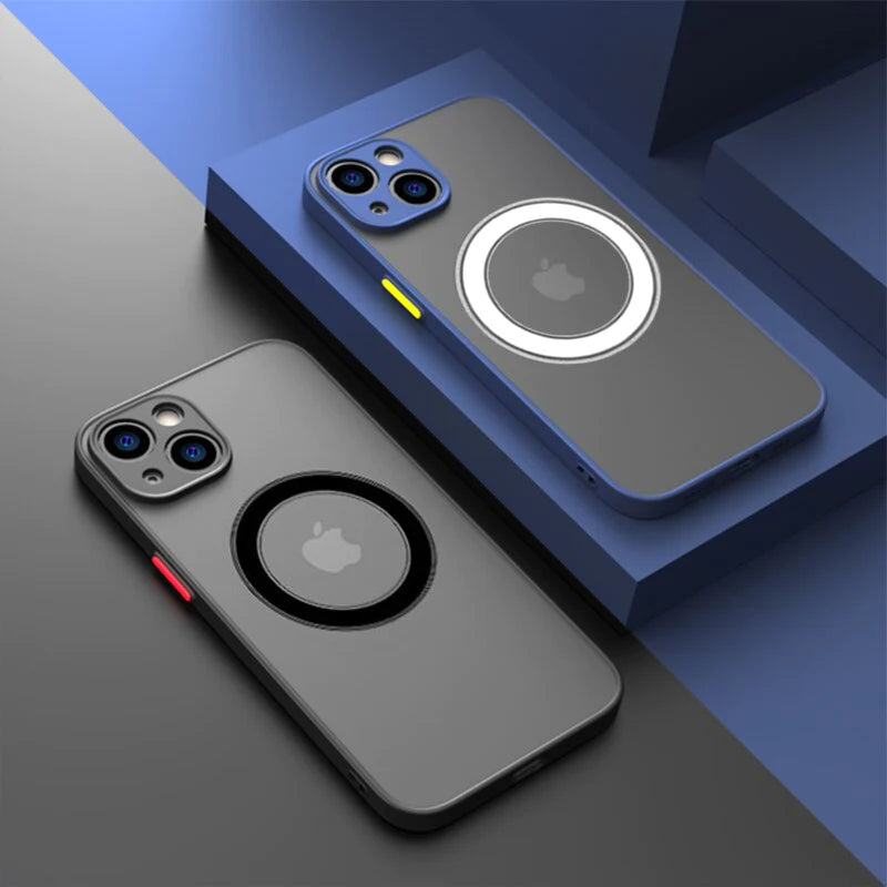 Luxury Matte Magnetic for Magsafe Wireless Charge Case for Iphone 14 13 11 12 Pro Max Mini plus XS Max XR X Armor Cover Funda