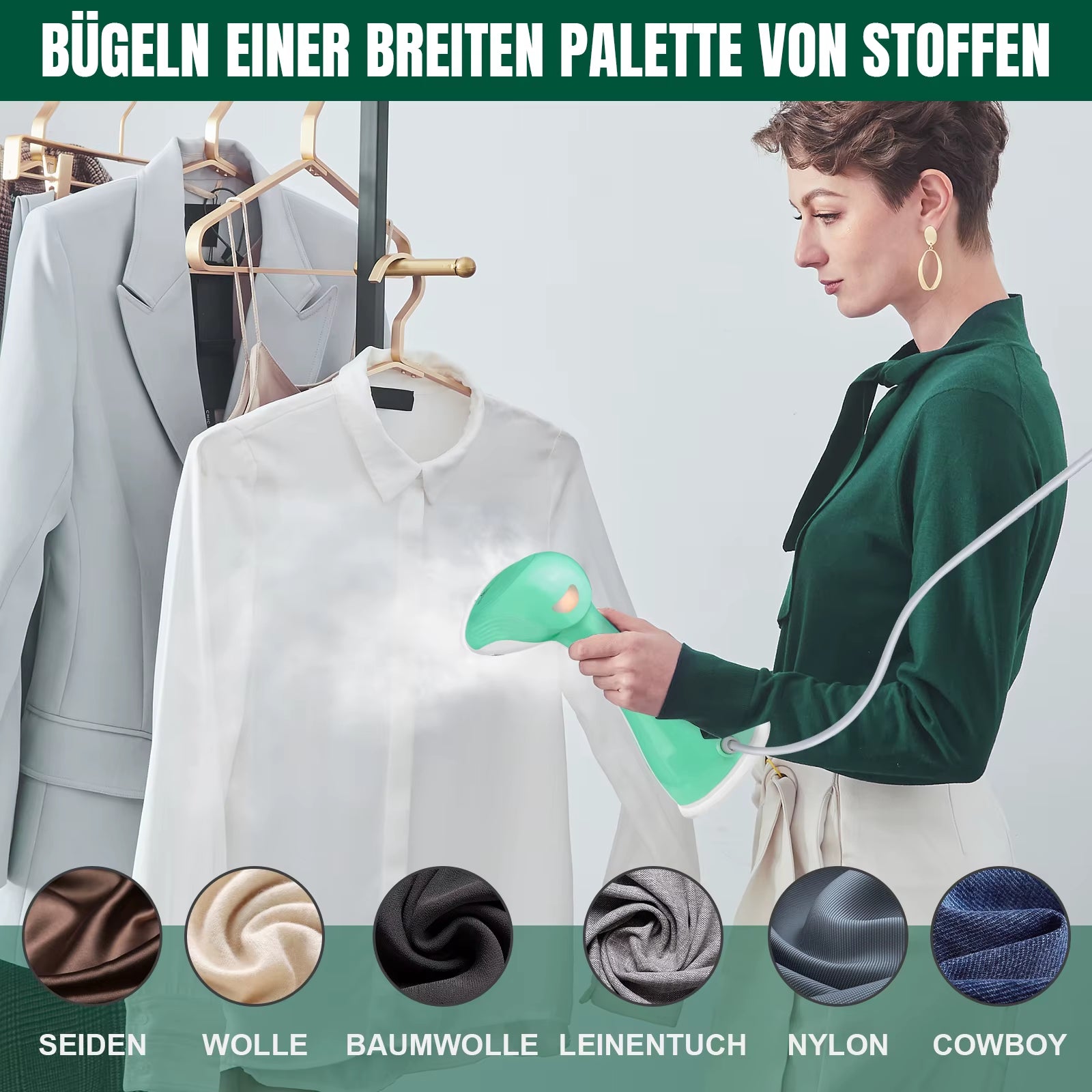 Powerful Handheld Clothes Steamer – Fast 30-Second Heat-Up, Perfect for Travel & Home Use, Effortless Wrinkle Removal