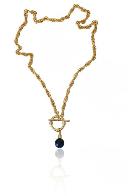 Natural Stone Front Lock Chain Necklace Elegant Minimal Fashion Jewelry Gift for Her