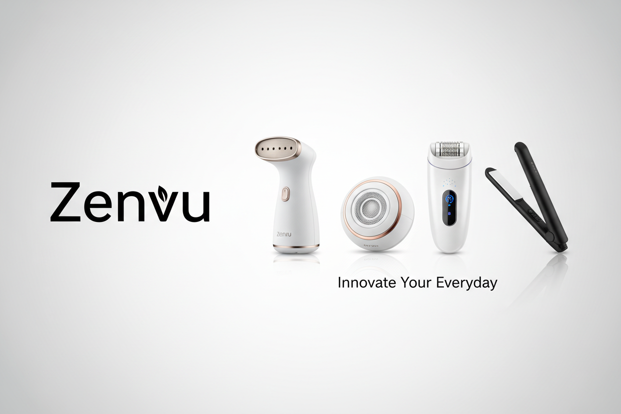 Zenvu branded banner with household gadgets